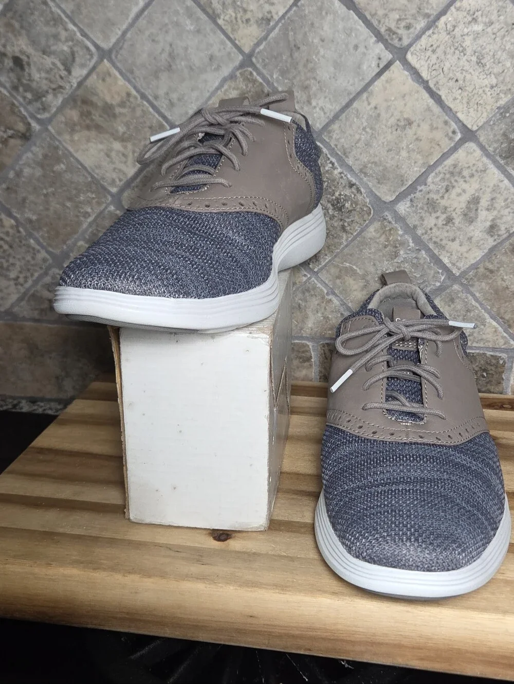 Cole Haan Grand Tour OS Oxford Shoes Men's 11M Gray Knit Leather Brogue Sneakers
